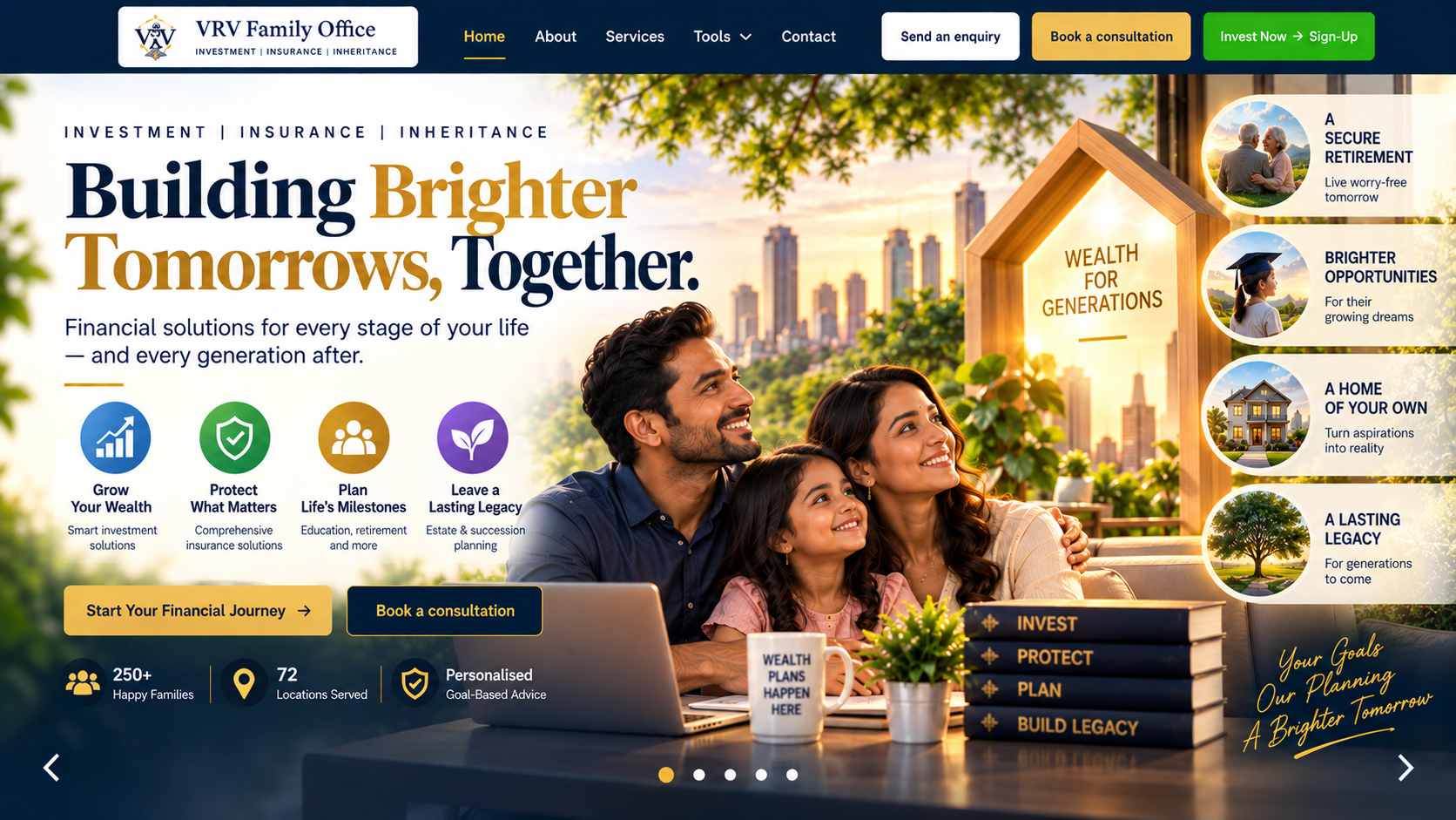 VRV Family Office philosophy: Building Brighter Tomorrows, Together, with family goals and wealth solutions